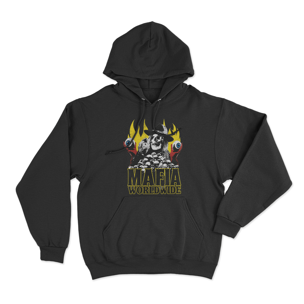 Mafia Skull Flames Unisex Hoodie Black Mafia Skull Flames Unisex Hoodie Black